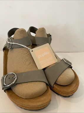 NWT Papillio by Birkenstock Soley Thyme Grayish Green Cork Footbed Sandals